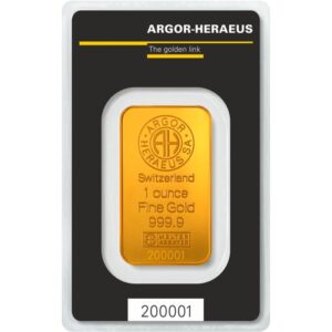 Lingote Oro 1 Onza Argor Heraeus