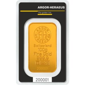Lingote Oro 100 gr Argor Heraeus