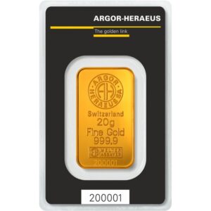 Lingote Oro 20 gr Argor Heraeus